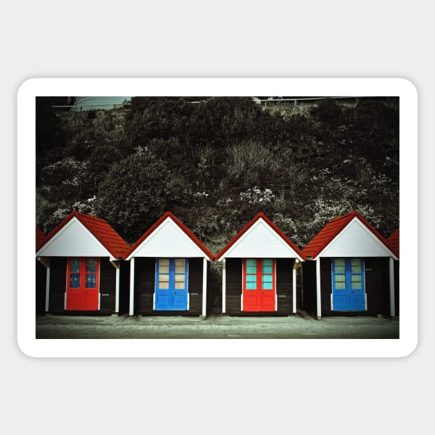 Bournemouth Beach Huts Dorset England Sticker by AndyEvansPhotos